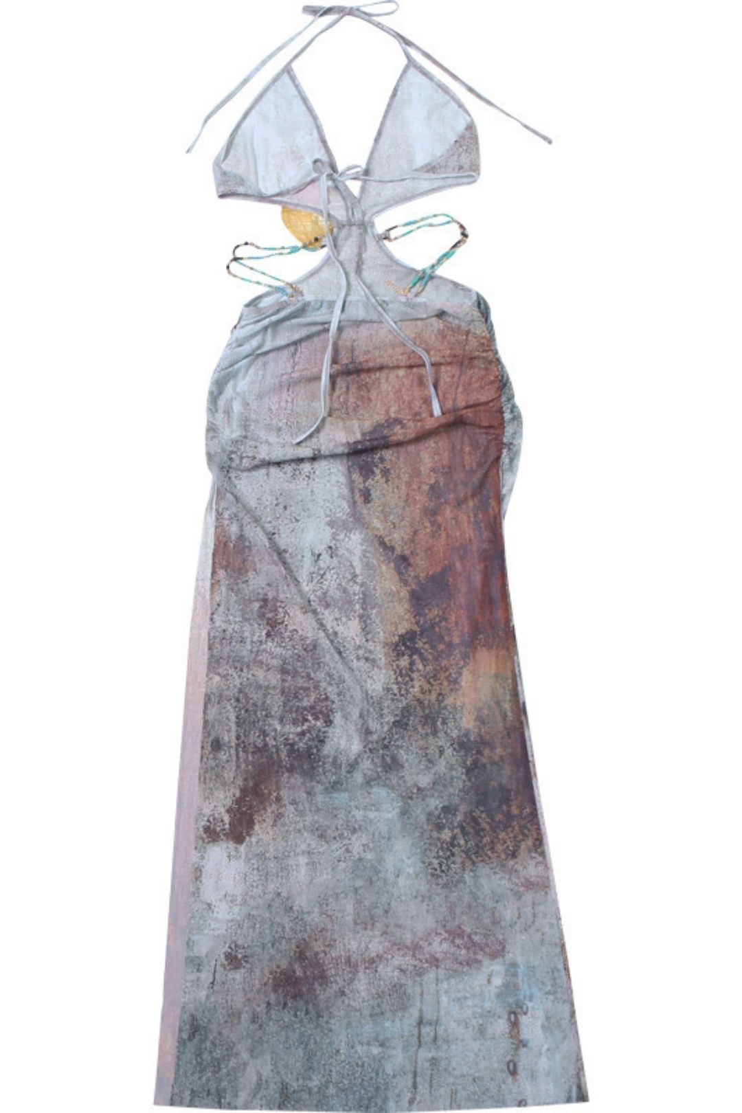 Deep V Sexy Hottie Halter Neck Strappy Backless High Waist Dress