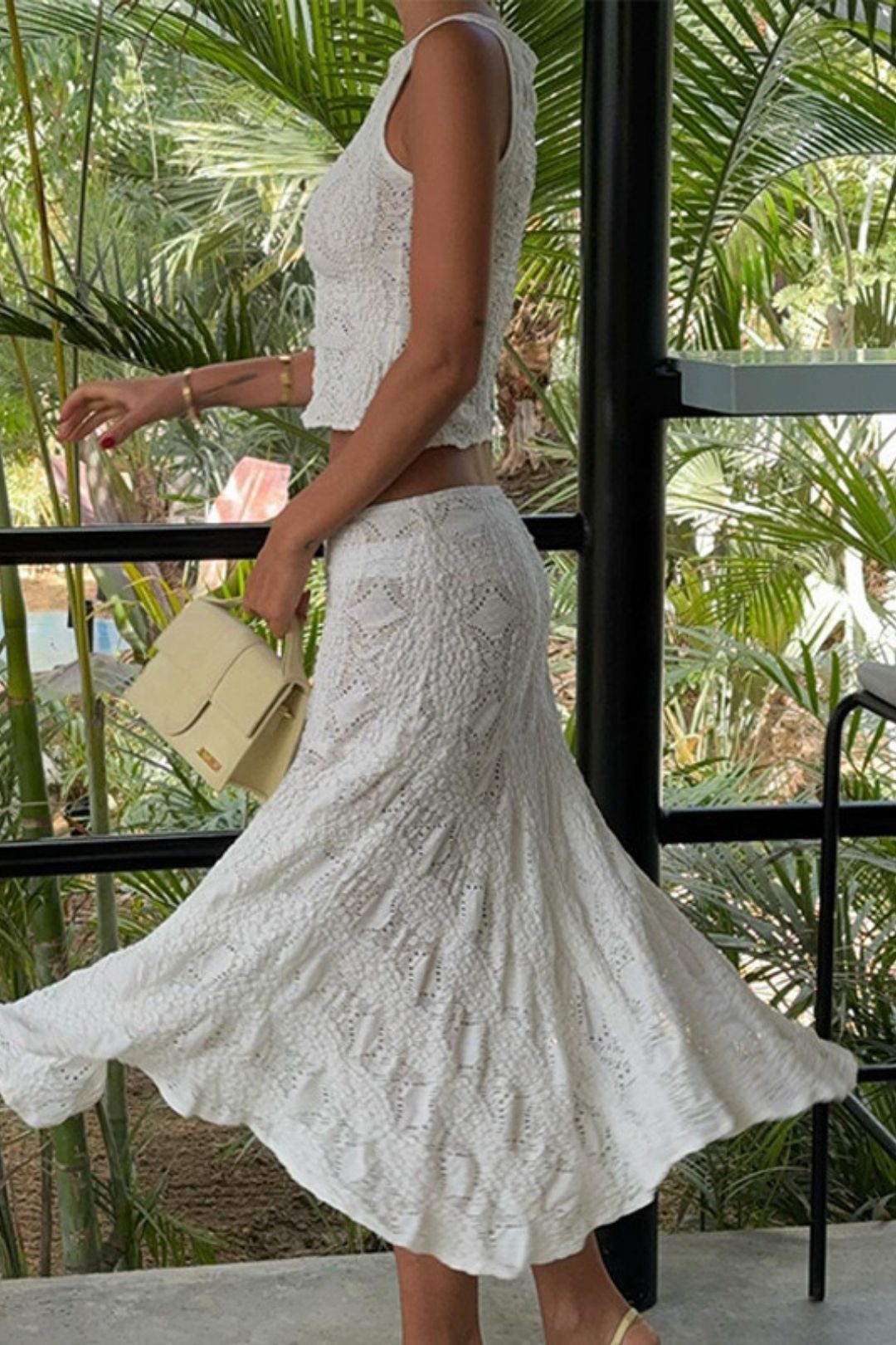 Sexy Two-piece Round Neck Short Vest Skirt