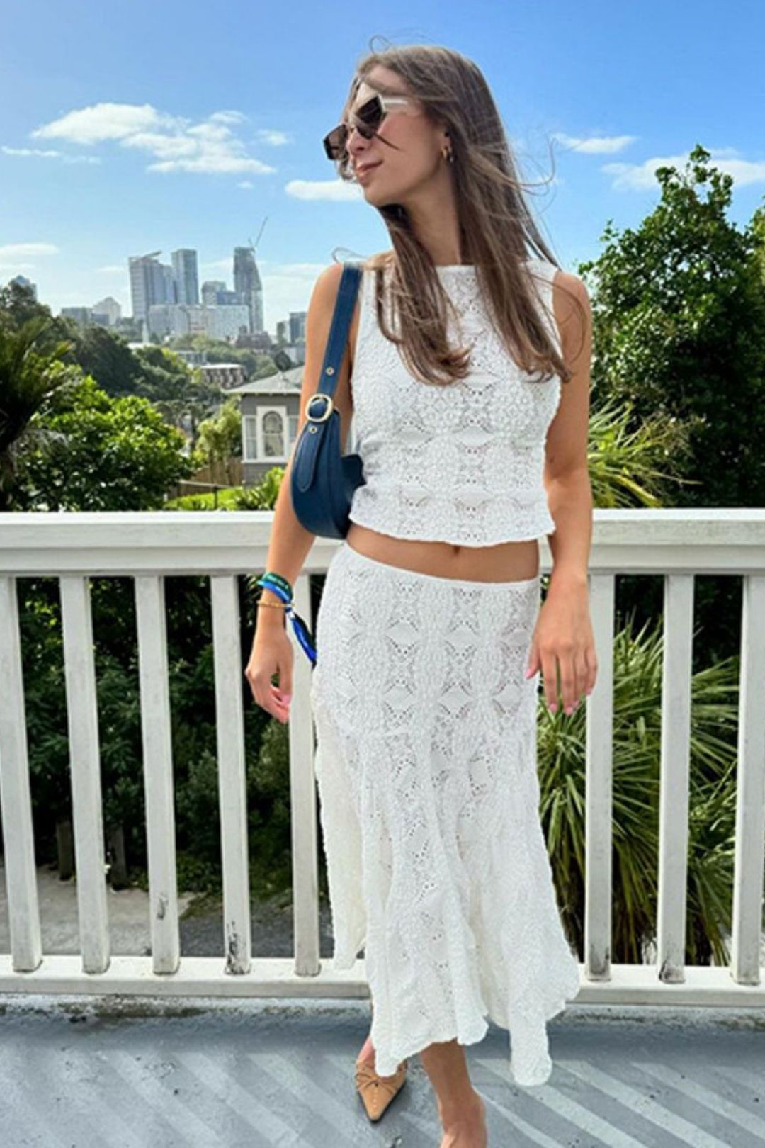 Sexy Two-piece Round Neck Short Vest Skirt