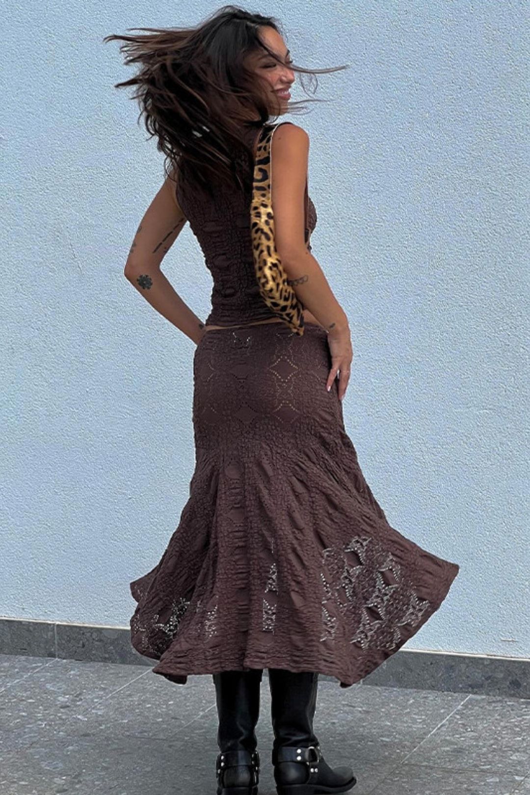 Sexy Two-piece Round Neck Short Vest Skirt