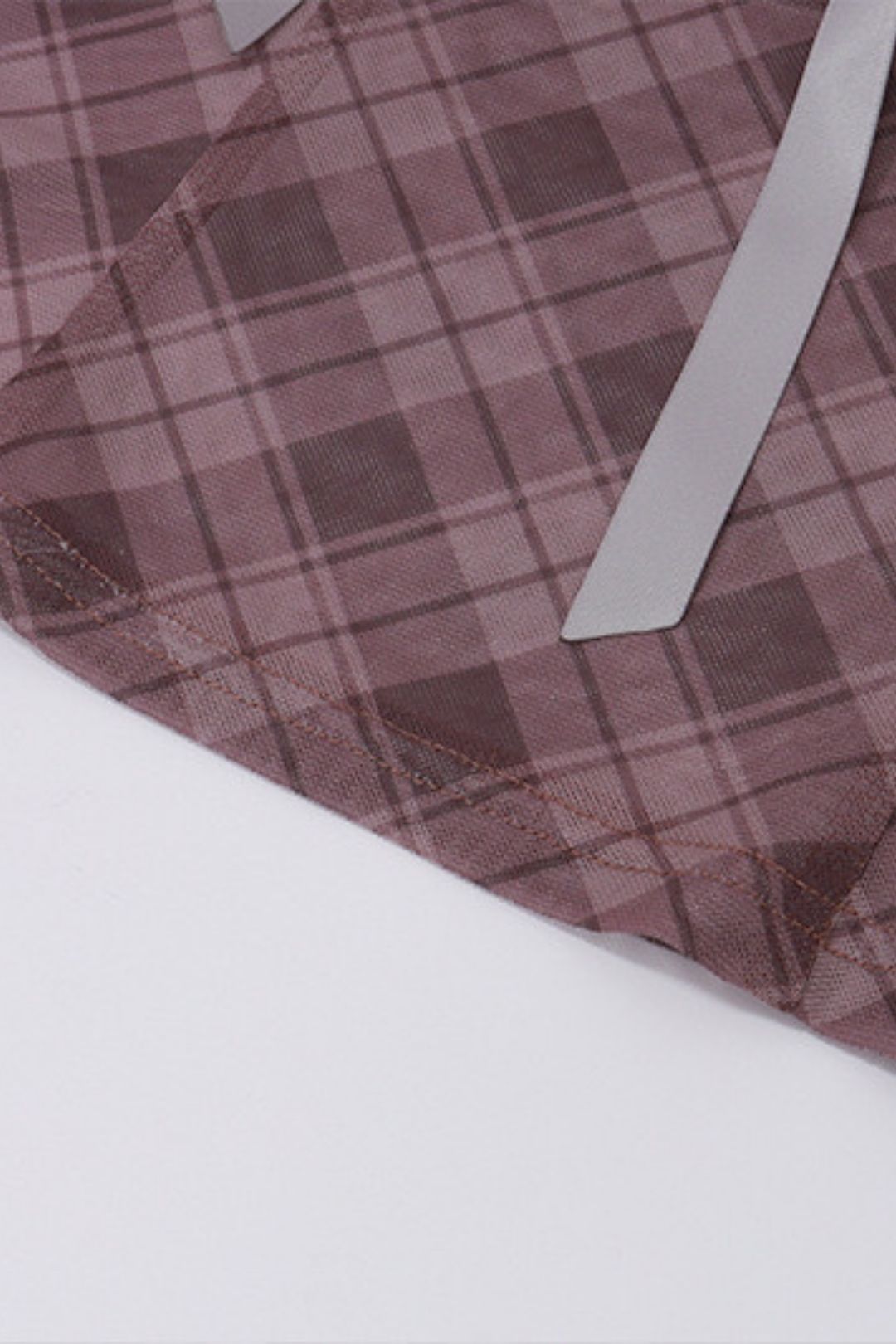 Retro Plaid Lace Mesh Splicing Short Top For Women