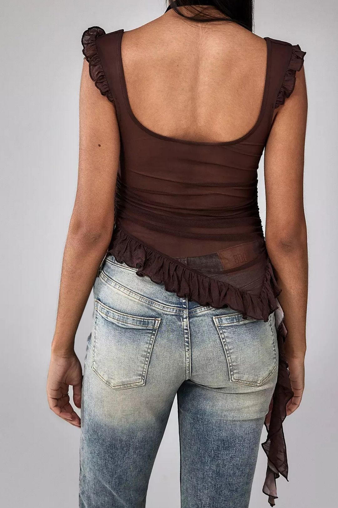 Sexy Fungus Edge Stitching Temperament Mesh Vest