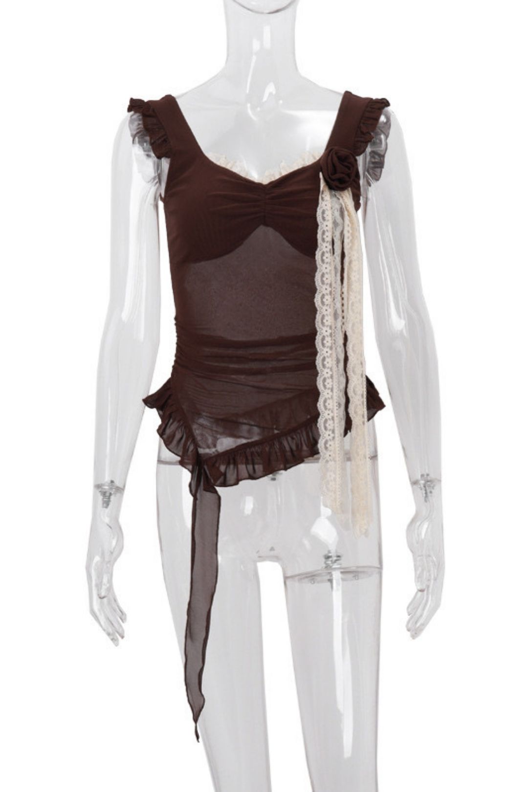 Sexy Fungus Edge Stitching Temperament Mesh Vest