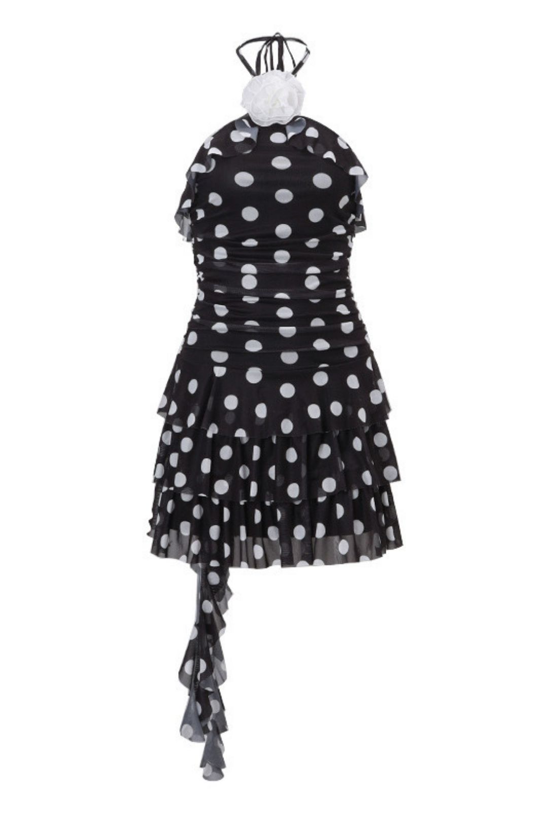 Temperament Socialite Fashion Polka Dot Strappy Halterneck Dress