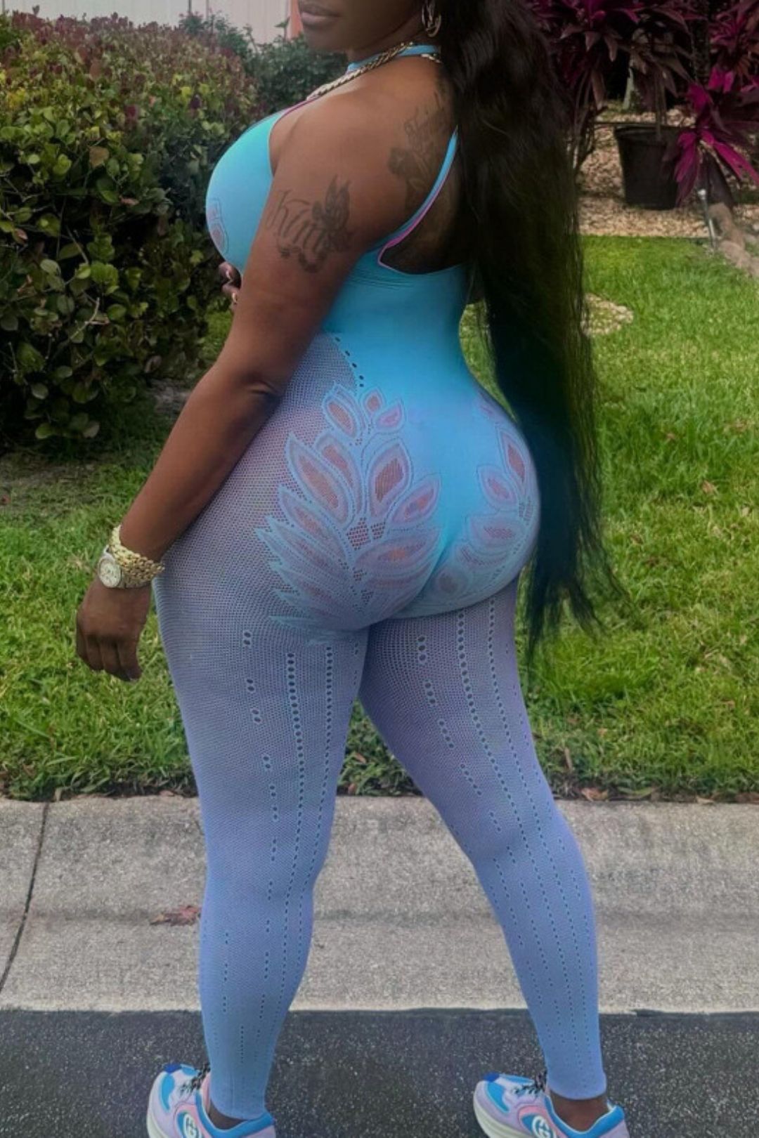 Solid Color Cross Halter Neck Backless Slim Sports Fashion Hollow One-piece Knitted Jumpsuit