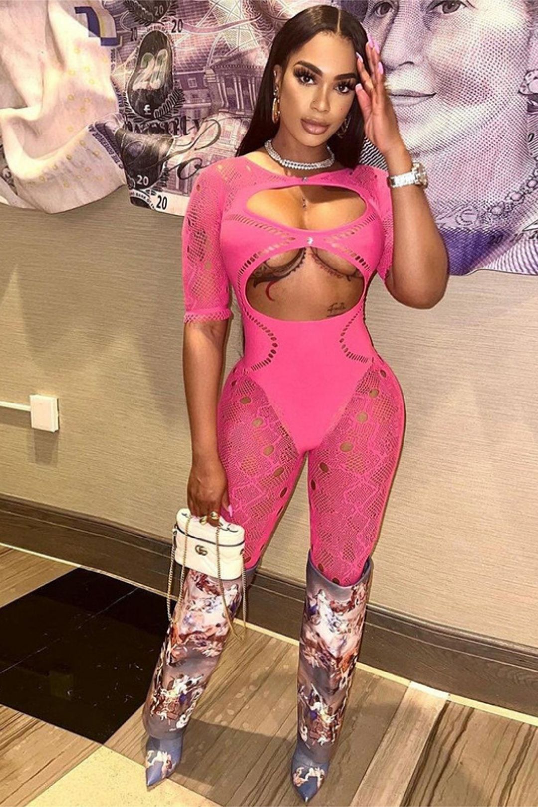 Round Neck Hollow Short-sleeved Lace Sexy Slim-fitting One-piece Knitted Short-sleeved Jumpsuit