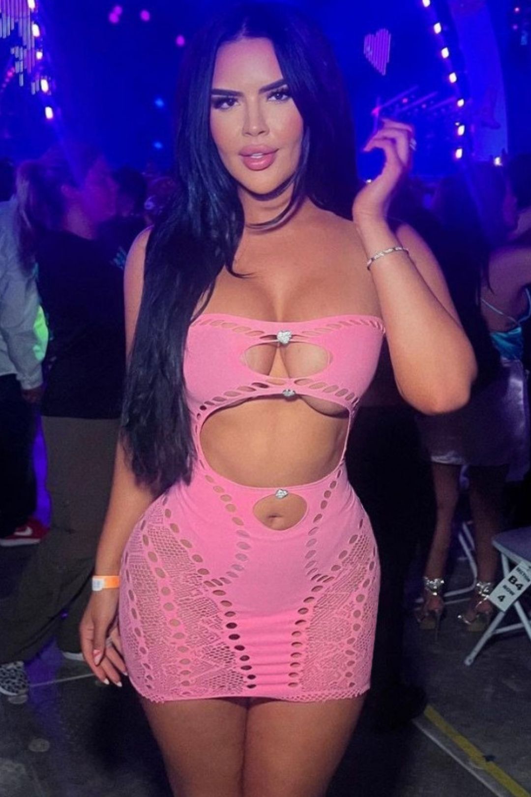 Tube Top With Hollow Diamond Exposed Navel Short-sleeved Shawl Sexy Slim Hip-hugging Dress