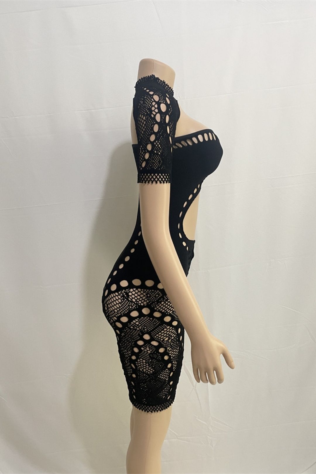 Tube Top With Hollow Diamond Exposed Navel Short-sleeved Shawl Sexy Slim Hip-hugging Dress