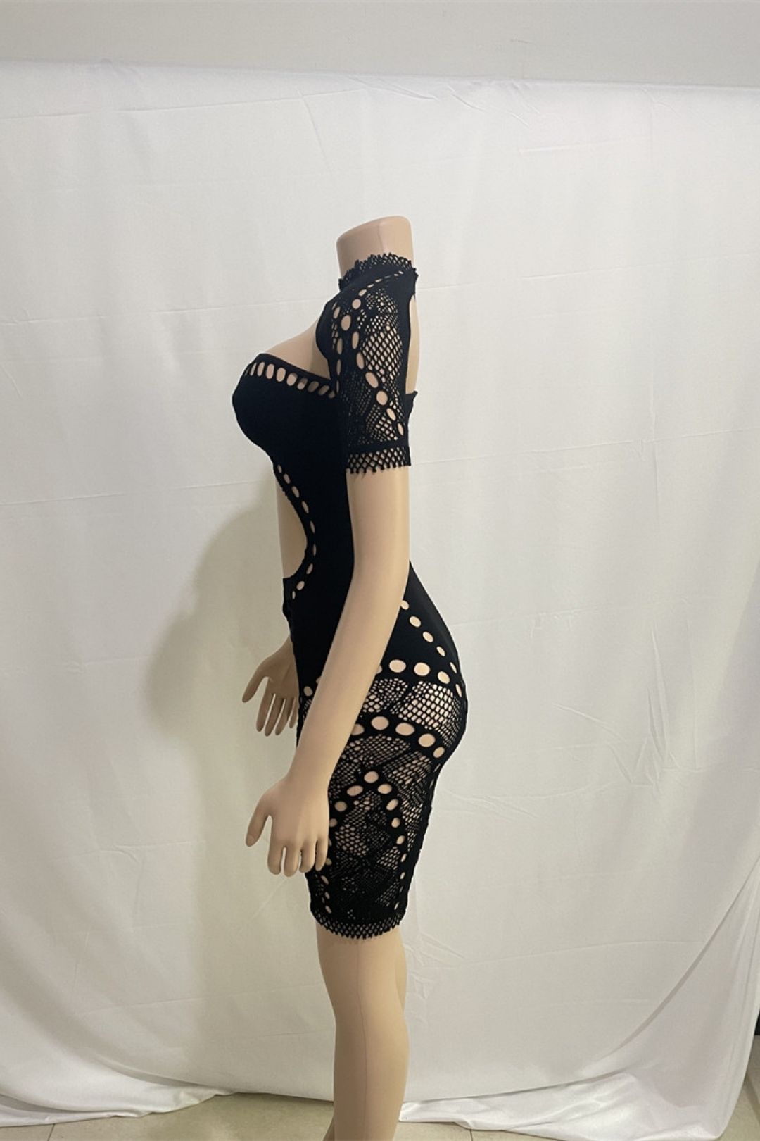 Tube Top With Hollow Diamond Exposed Navel Short-sleeved Shawl Sexy Slim Hip-hugging Dress