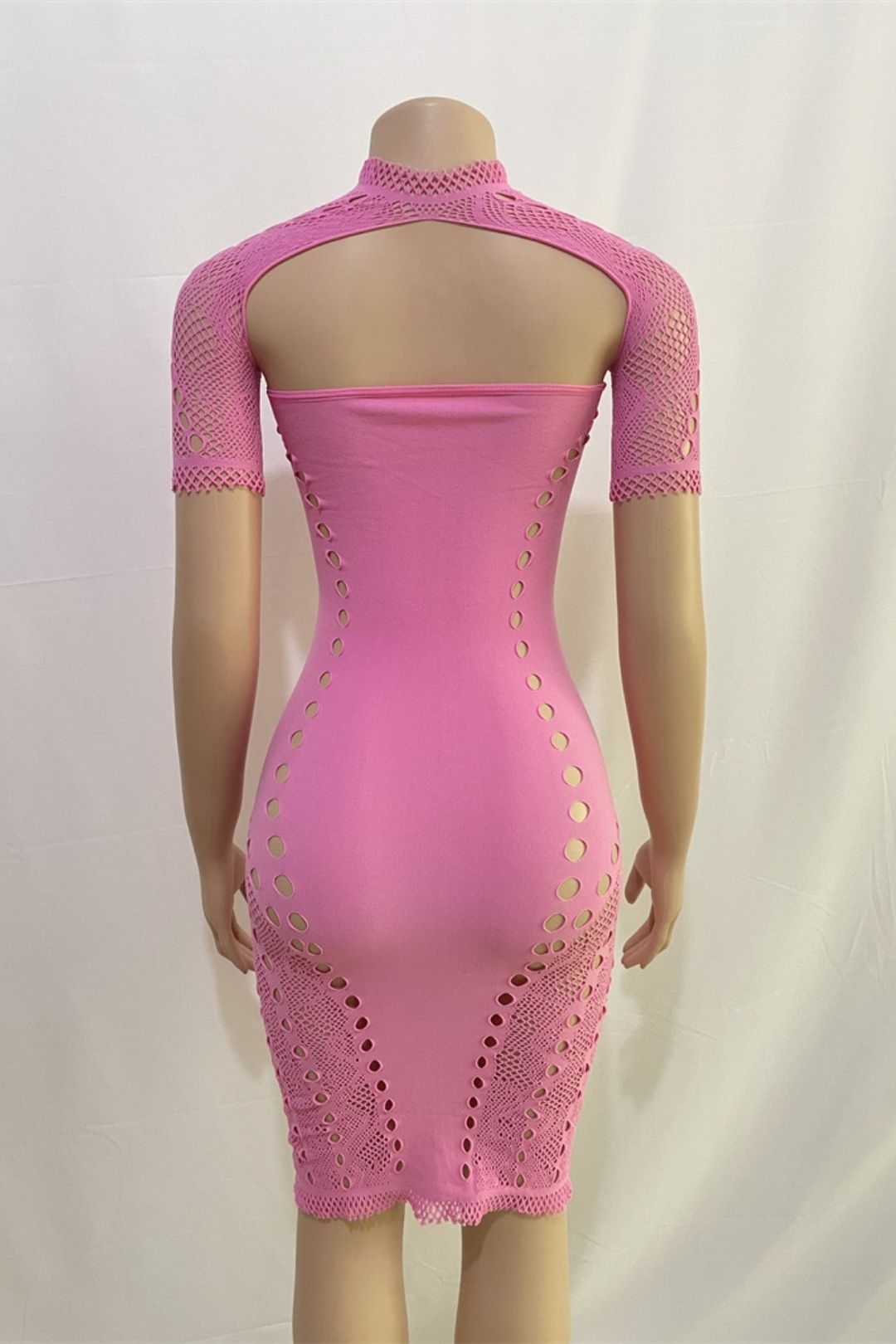 Tube Top With Hollow Diamond Exposed Navel Short-sleeved Shawl Sexy Slim Hip-hugging Dress