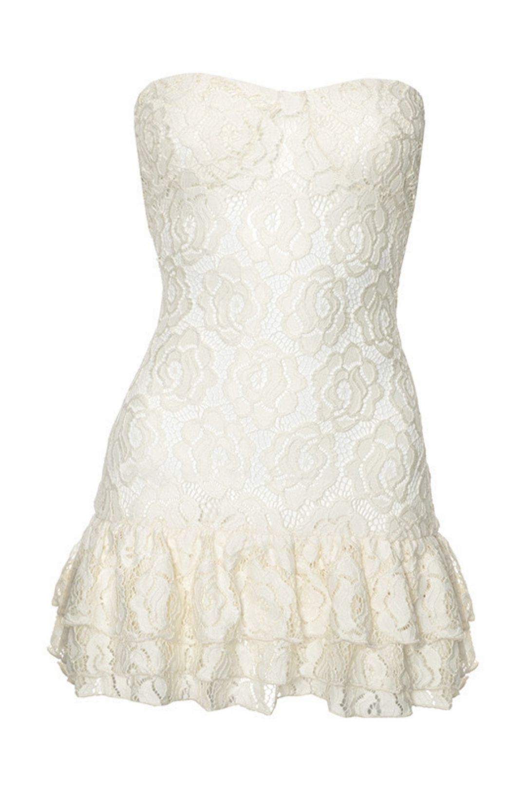 Solid Color Tube Top Lace See-through High Waist Dress