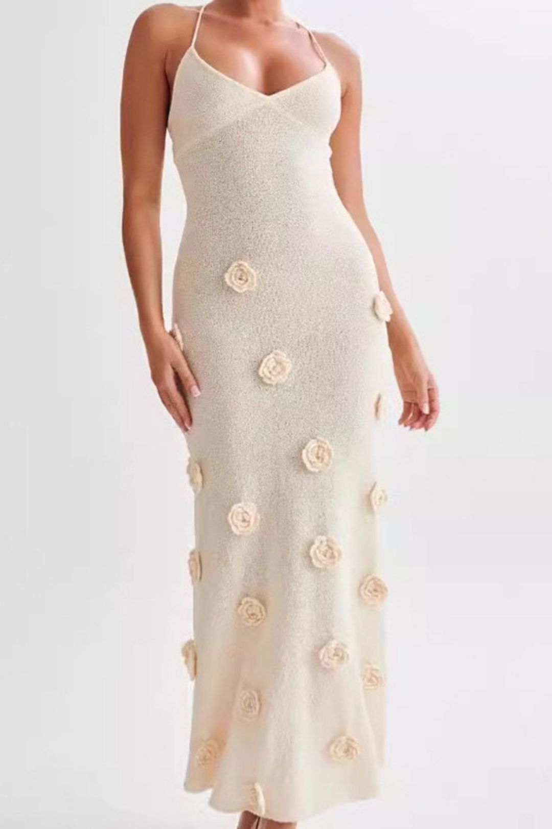 Skirt Sexy Dress Three-dimensional Flower Knitted Backless Strappy Long Skirt