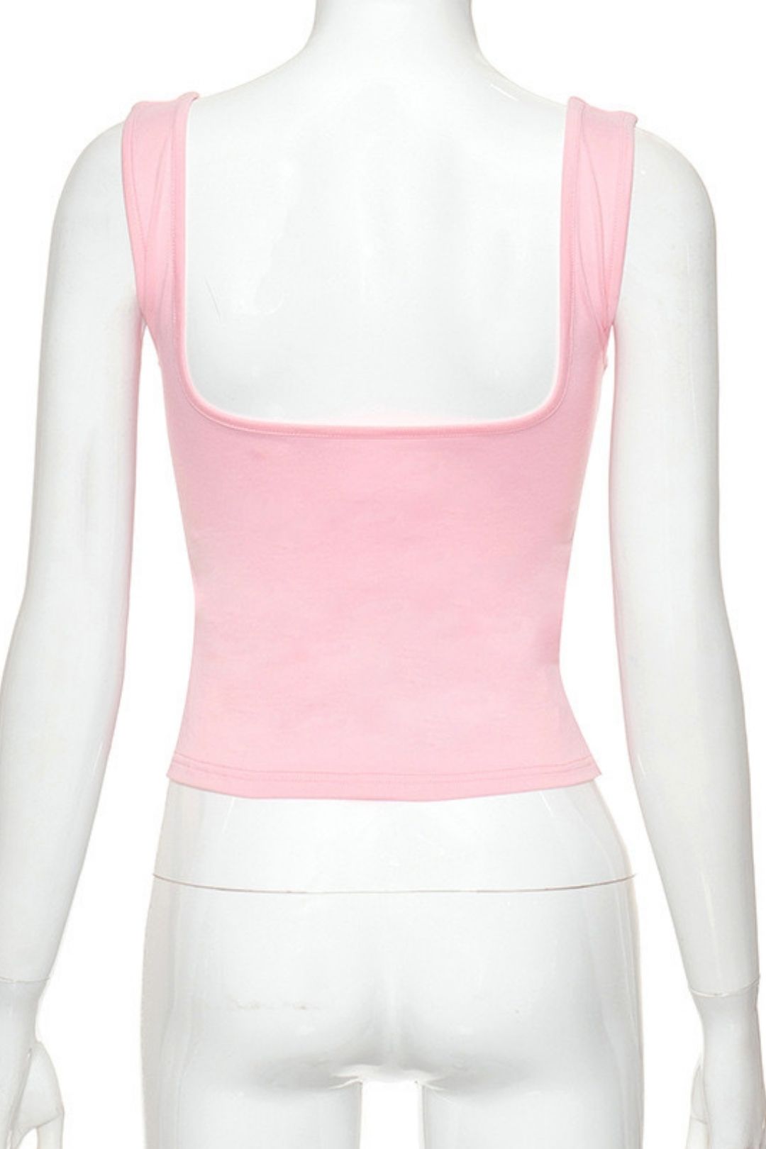 New Casual Slim Fit Stitching Navel-baring Solid Color Square Collar Micro-pleated T-shirt