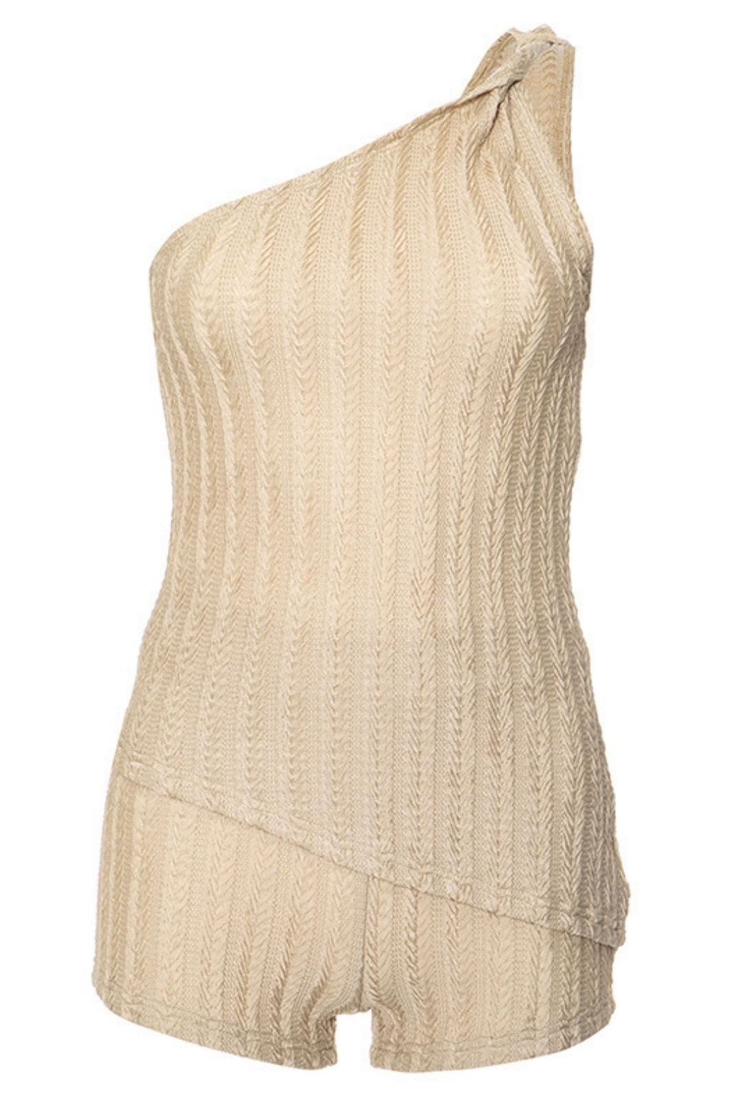 Solid Color One-shoulder Sleeveless Backless Shorts Casual Sexy Suit