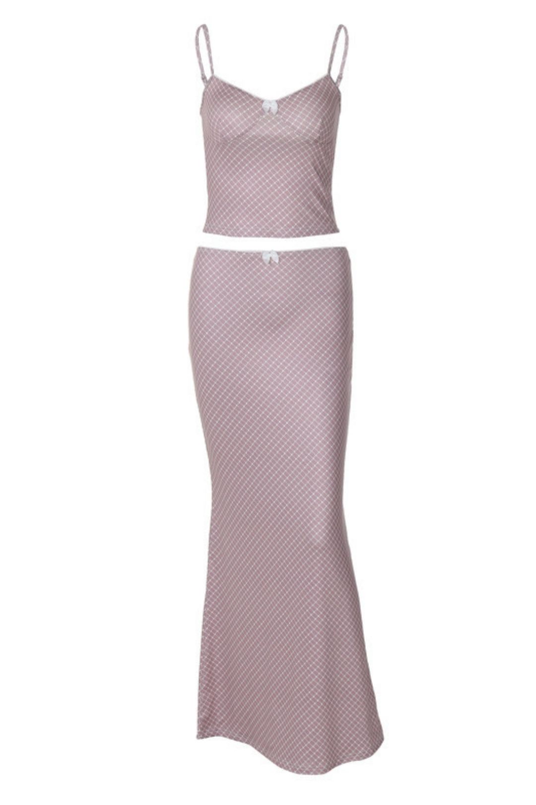 Printed Suit Sexy Navel-baring Small Suspender Slim Long Skirt Two-piece Set