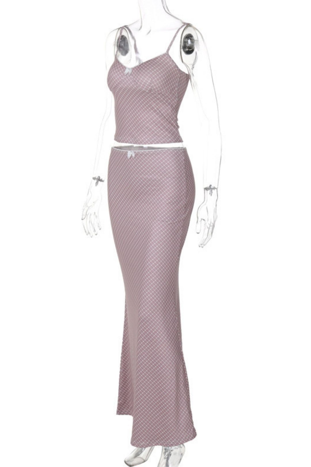 Printed Suit Sexy Navel-baring Small Suspender Slim Long Skirt Two-piece Set