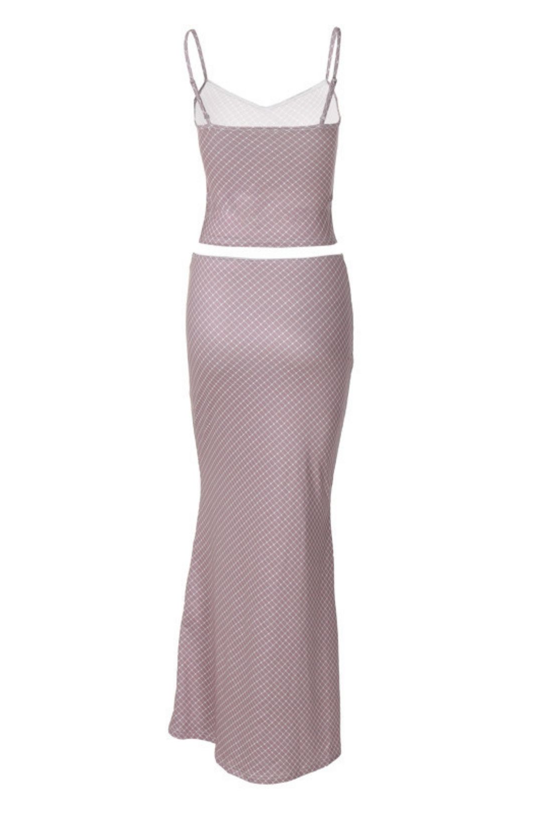 Printed Suit Sexy Navel-baring Small Suspender Slim Long Skirt Two-piece Set