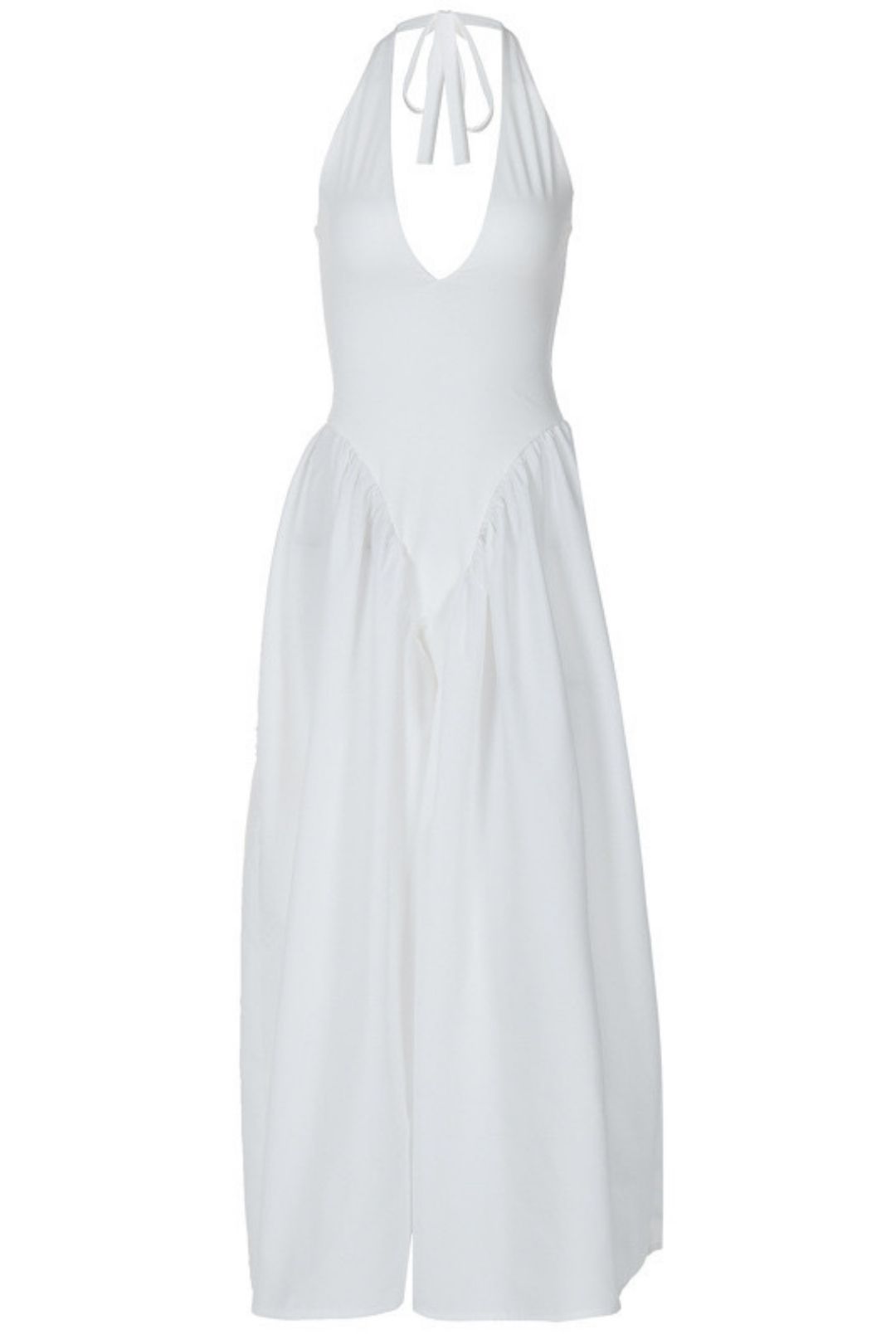 Sexy Deep V Hollow Halter Neck Temperament Wide Skirt Dress