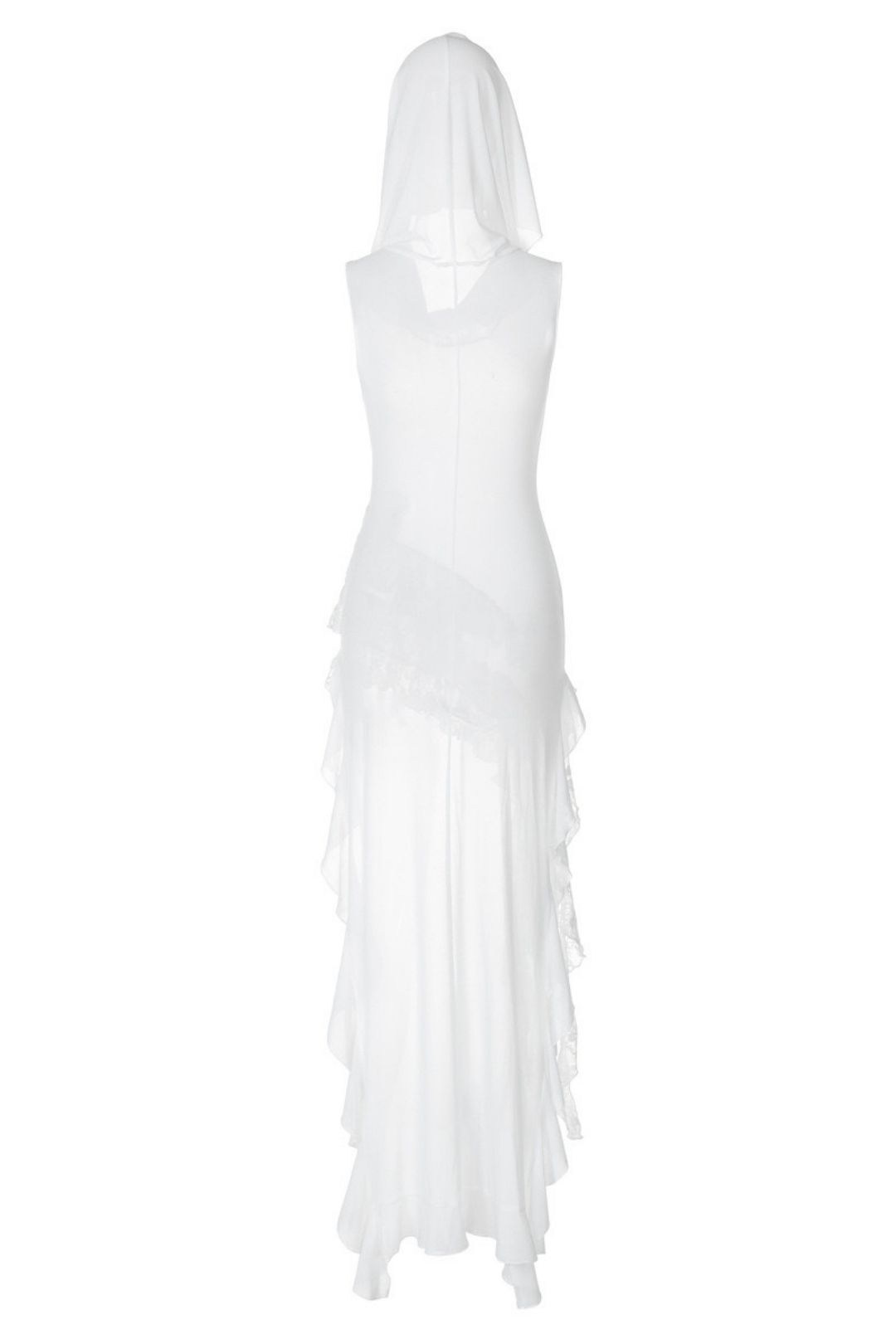 New Sexy Street Style Mesh Hooded Sleeveless Outer Patchwork Lace Long Dress