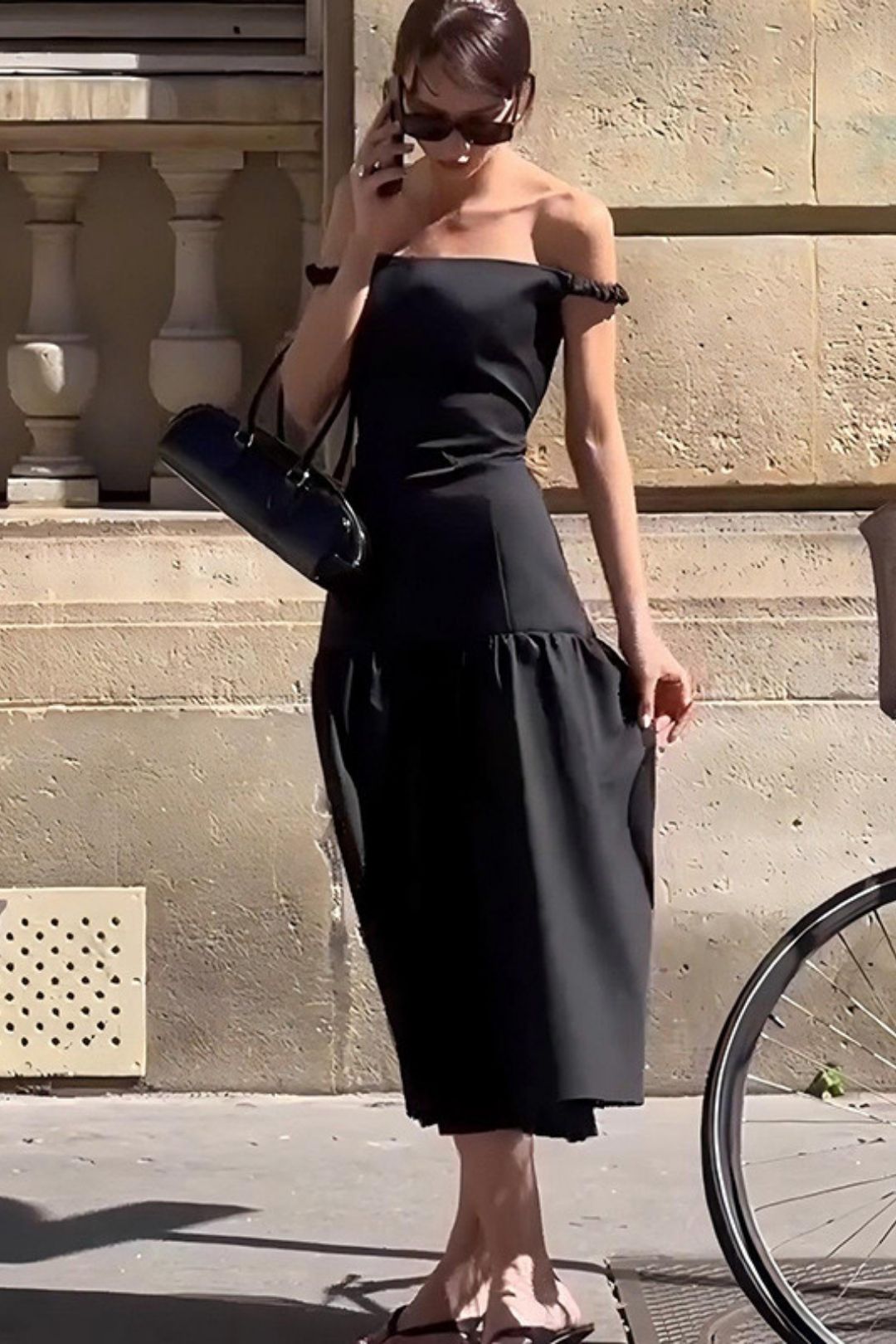 New Solid Color Fashion One-shoulder Tube Top Waist Slim Dress Dress