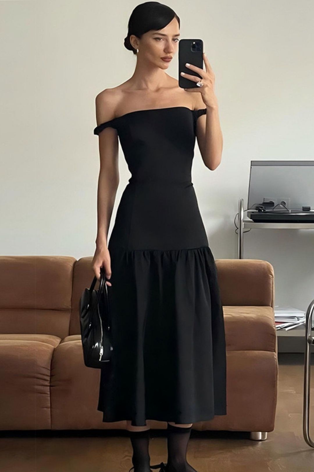 New Solid Color Fashion One-shoulder Tube Top Waist Slim Dress Dress