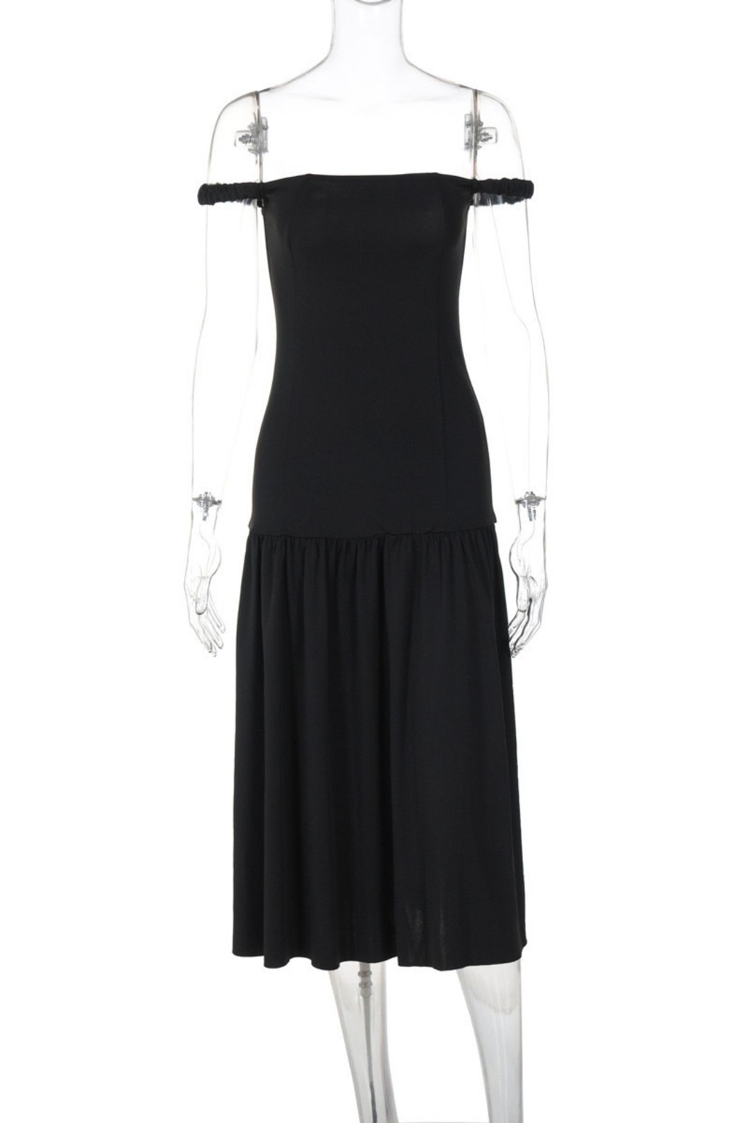 New Solid Color Fashion One-shoulder Tube Top Waist Slim Dress Dress