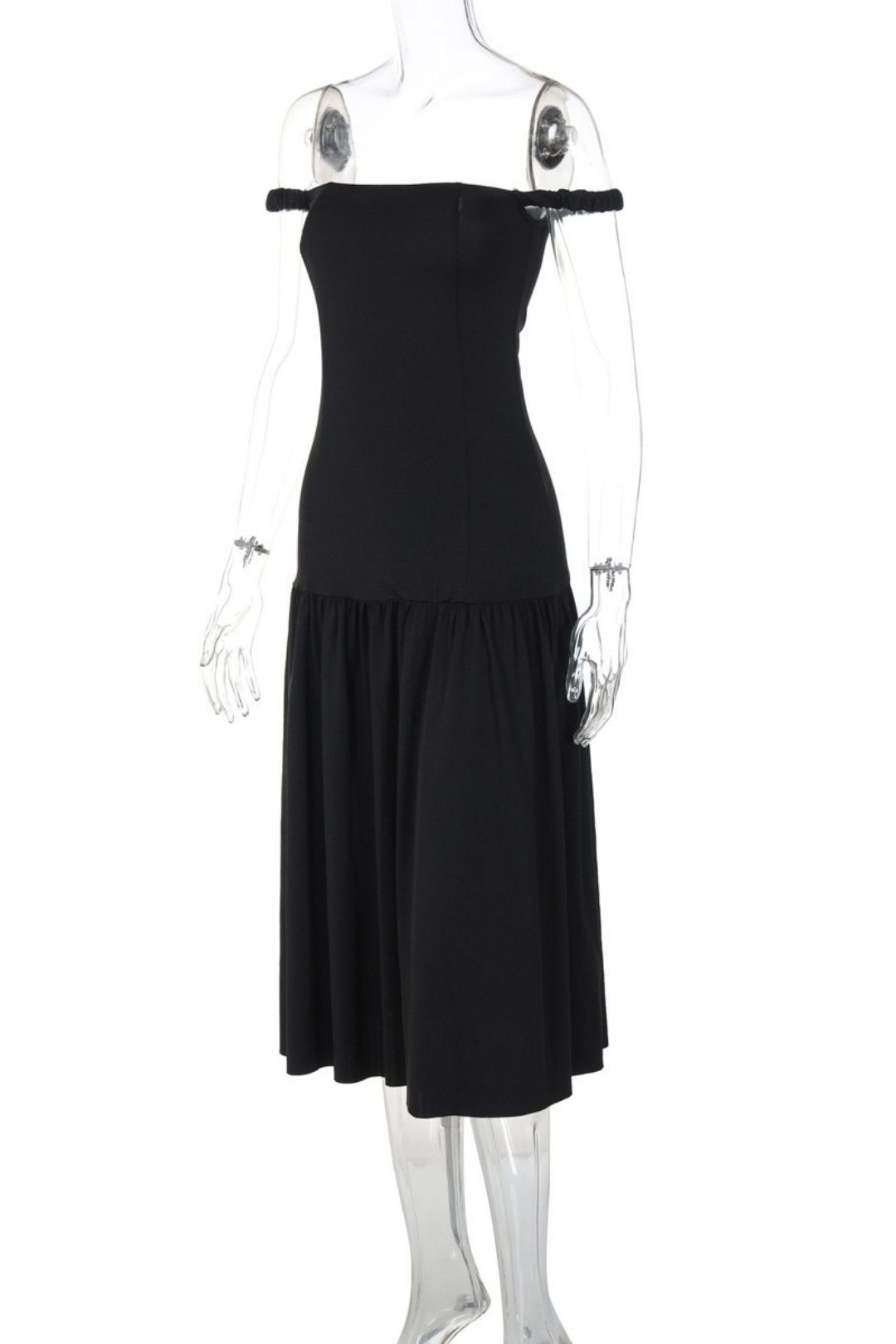 New Solid Color Fashion One-shoulder Tube Top Waist Slim Dress Dress