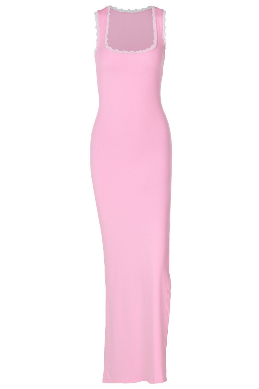 Solid Color Pullover Splicing Lace Maxi Dress