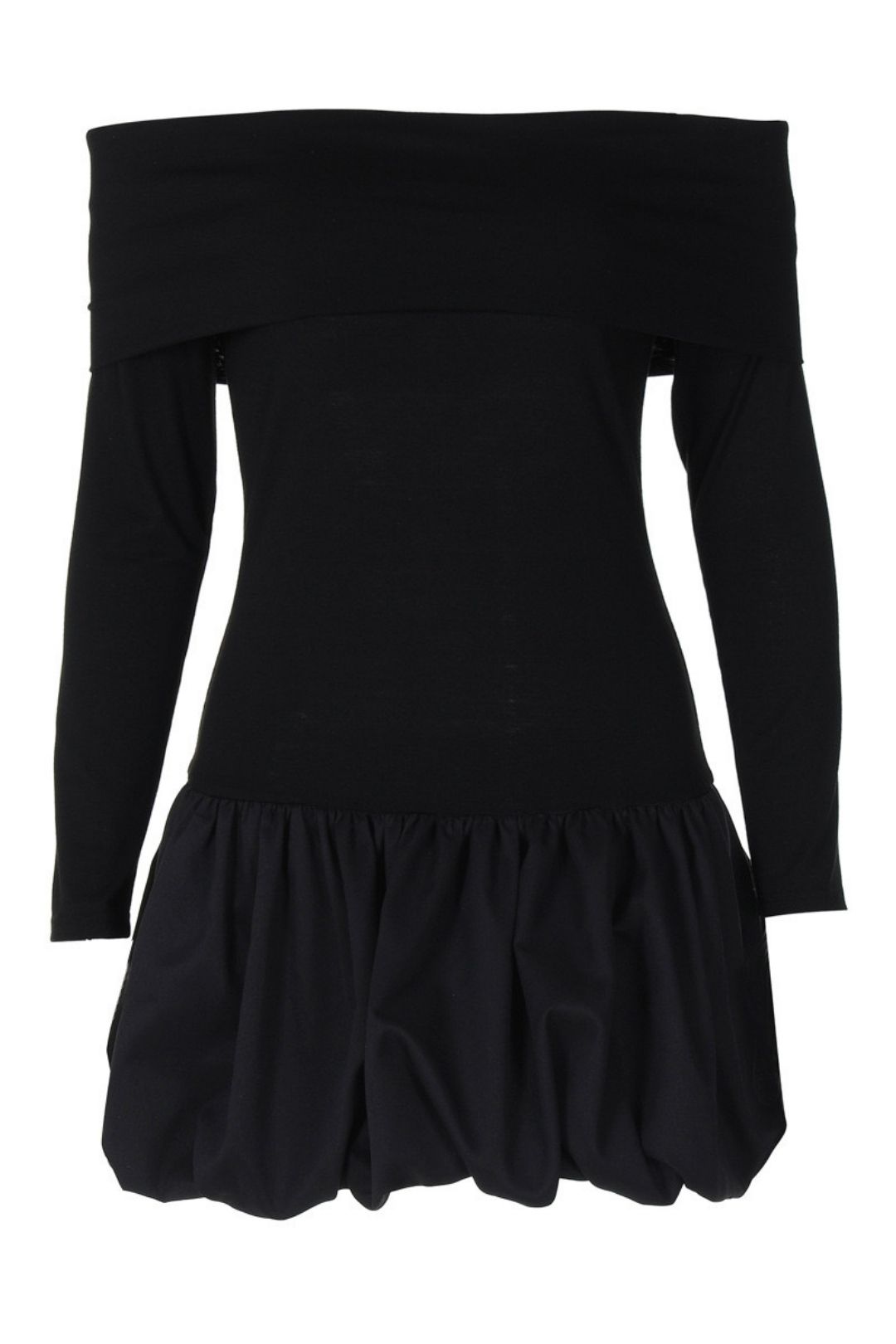 One-shoulder Long-sleeved Off-shoulder Splicing Short Sweet Puffy Dress