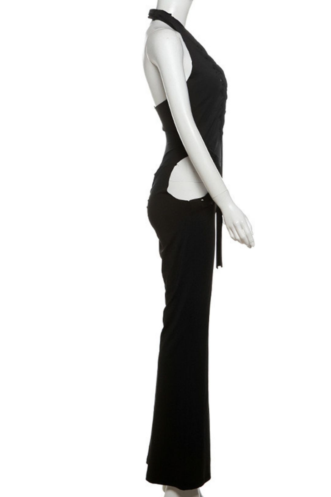 Slim Fit Casual Trousers Sexy Deep V-neck Halter Jumpsuit