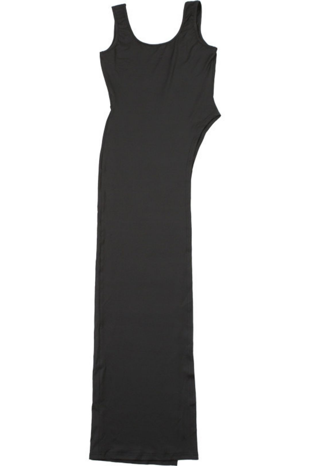 Irregular Long U-neck High Slit Solid Color T-shirt Vest