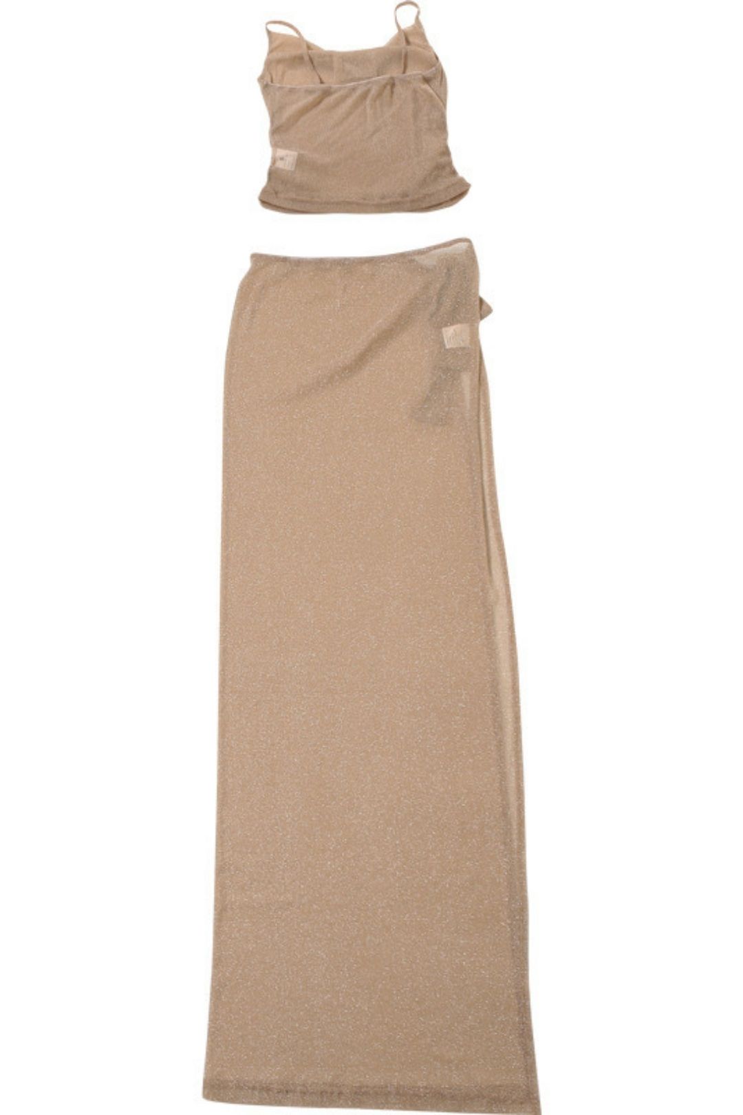 V-neck Backless Camisole Sexy See-through Slit Strap Skirt Suit