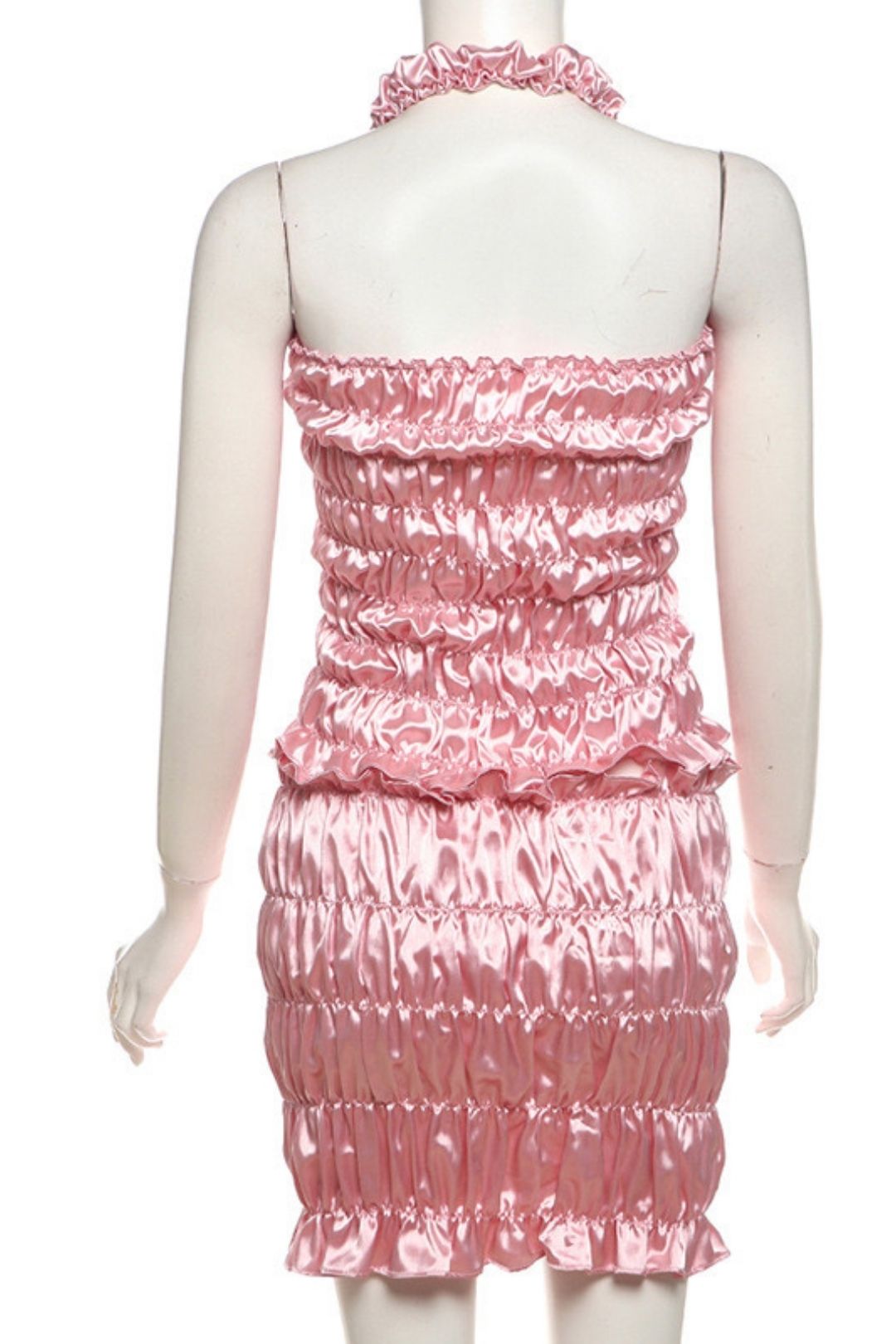 Personalized Pleated Halterneck Camisole Sexy Slim Fit Hip-hugging Short Skirt Suit