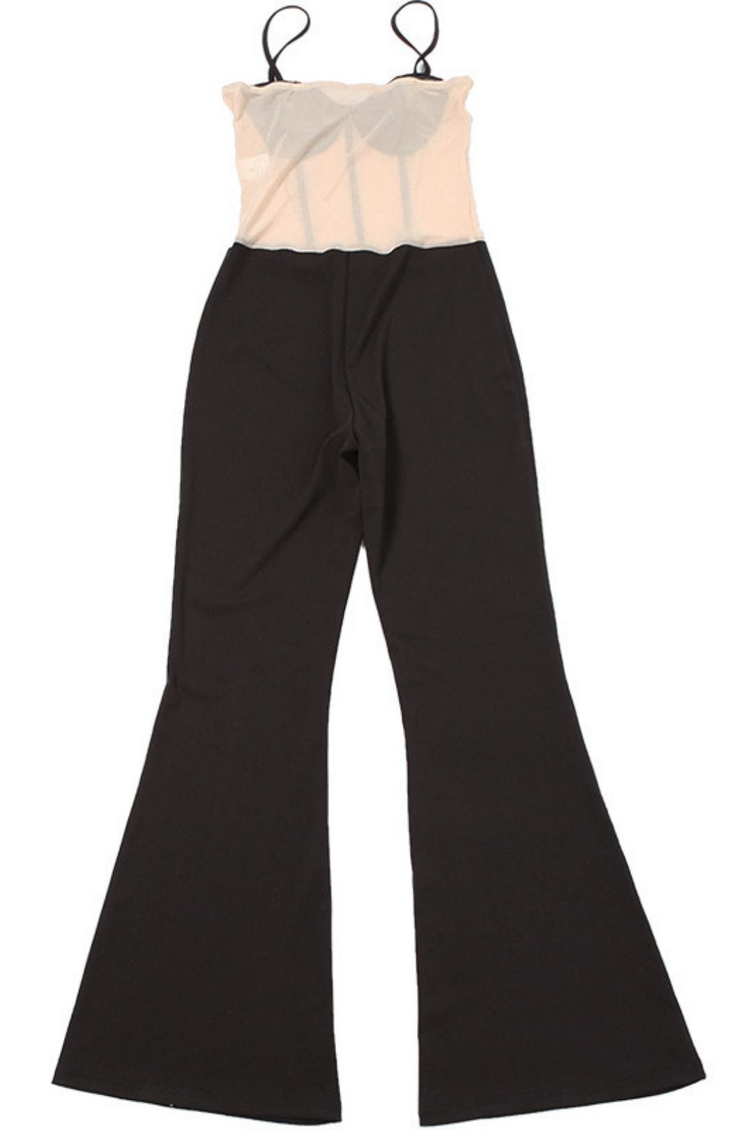 Sexy High-waisted Slim-fit Hot Diamond Mesh Suspenders And Micro-flared Jumpsuit