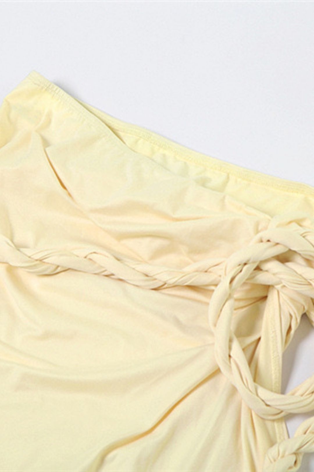 Sexy Strappy Tube Top Solid Color Sleeves High Slit Skirt Three-piece Set