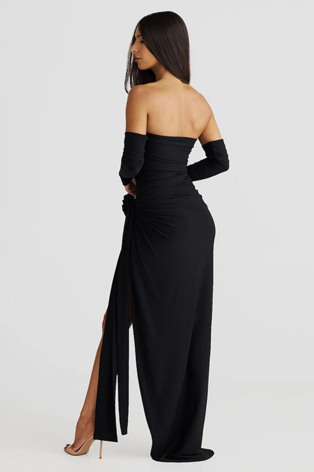 Solid Color Sleeves Tube Top Jumpsuit Sexy Slit Skirt Suit