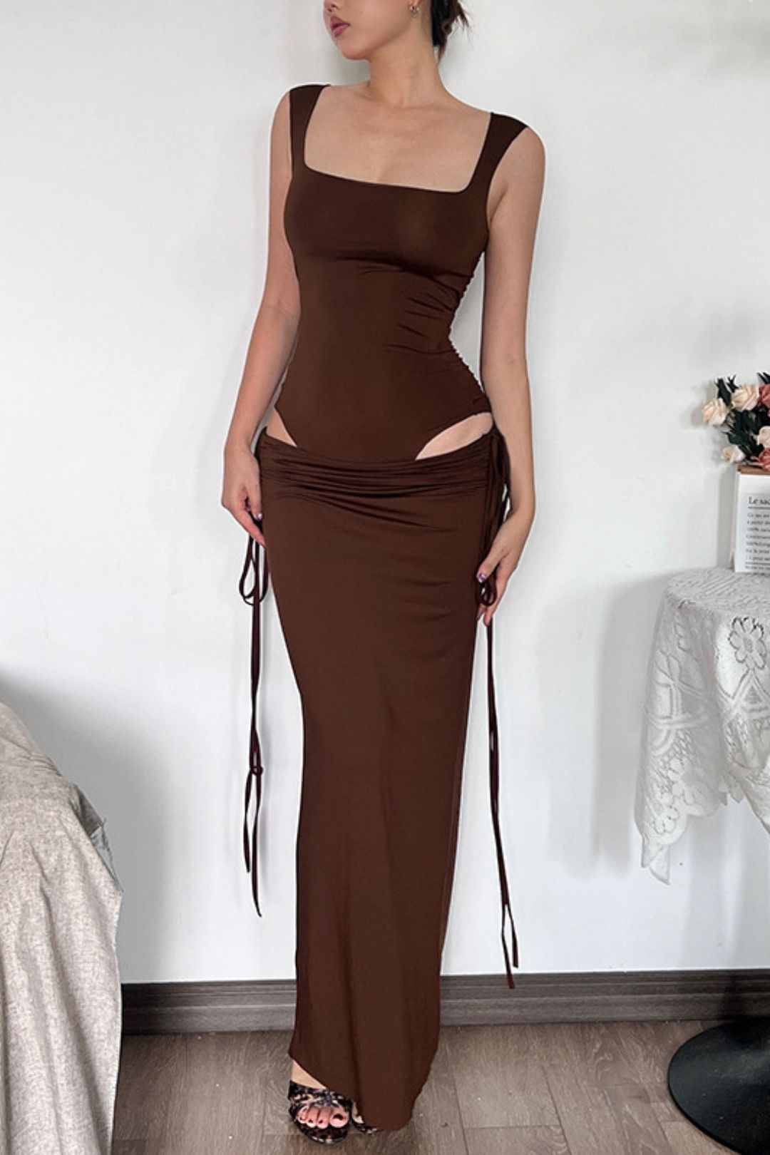 One-piece Collar Slim Jumpsuit Strappy Hip Skirt Suit