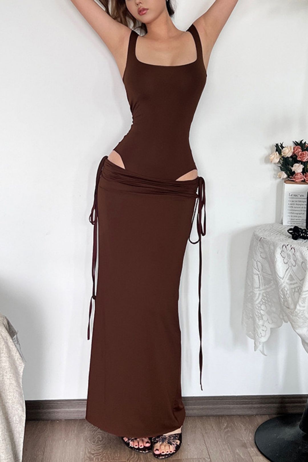 One-piece Collar Slim Jumpsuit Strappy Hip Skirt Suit