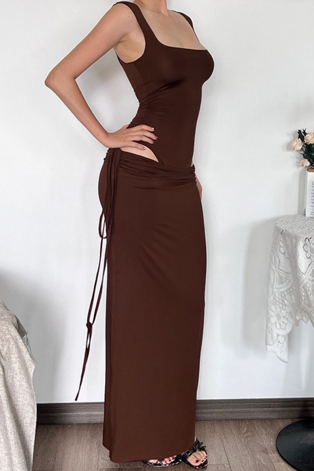 One-piece Collar Slim Jumpsuit Strappy Hip Skirt Suit