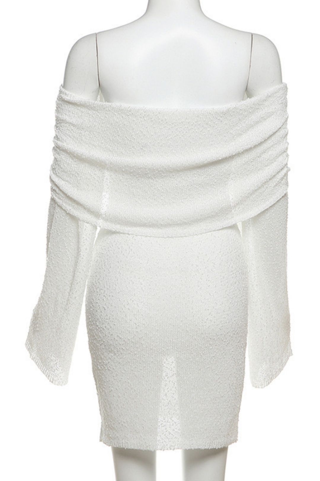 One-shoulder Solid Color Backless Long-sleeved Knitted Dress