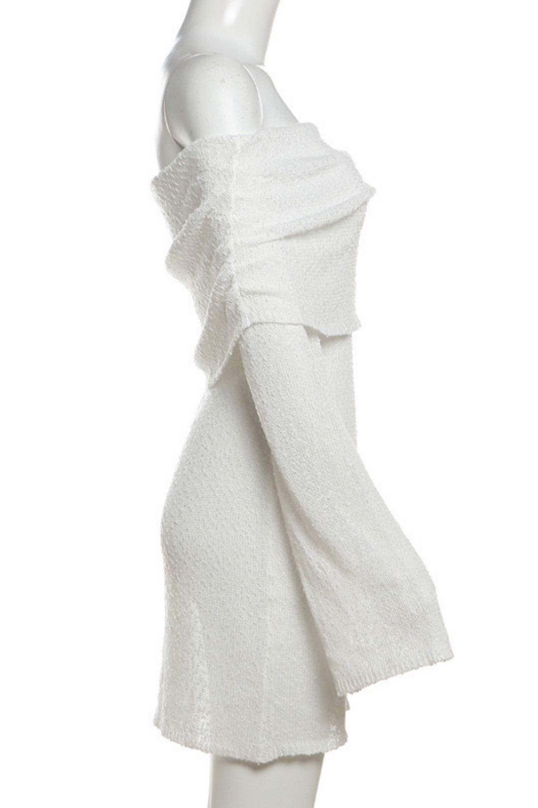 One-shoulder Solid Color Backless Long-sleeved Knitted Dress