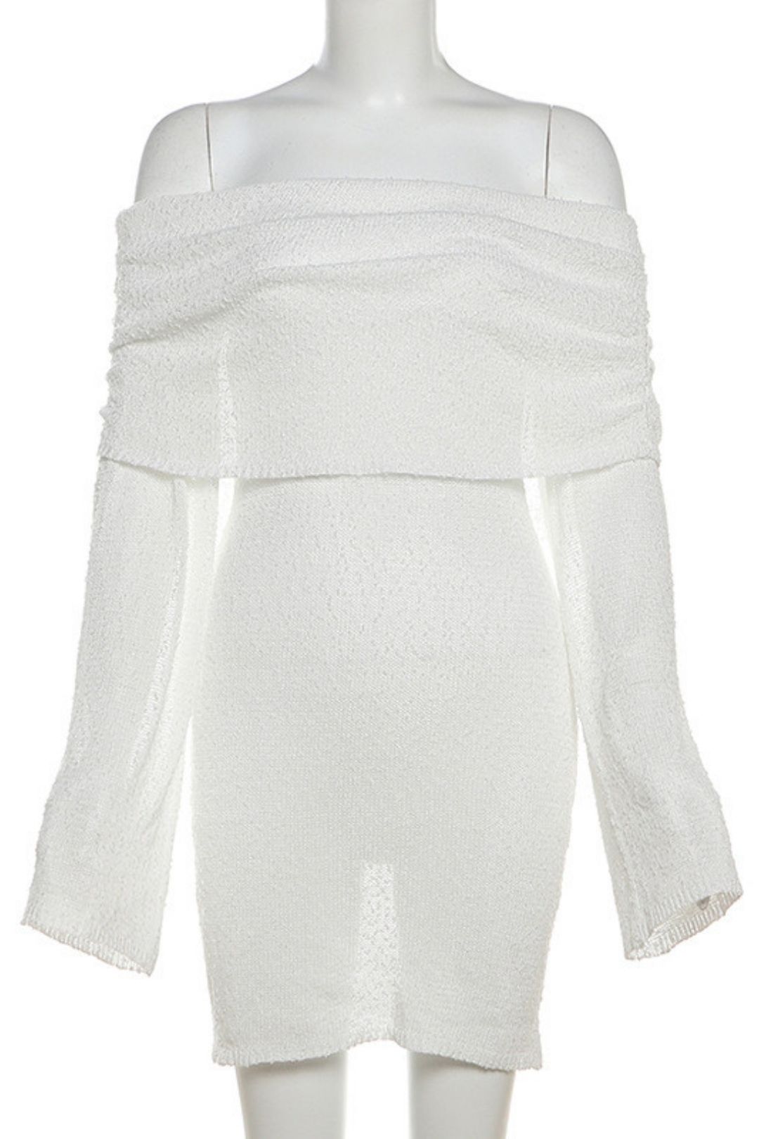 One-shoulder Solid Color Backless Long-sleeved Knitted Dress