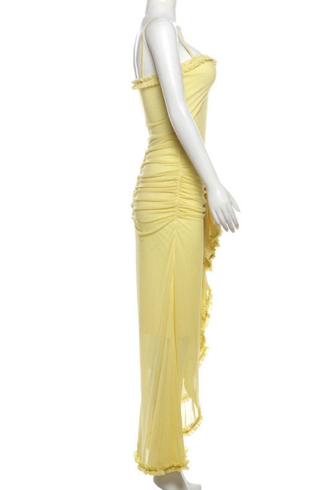 Backless Mesh Suspender Long Skirt Solid Color Slim Dress