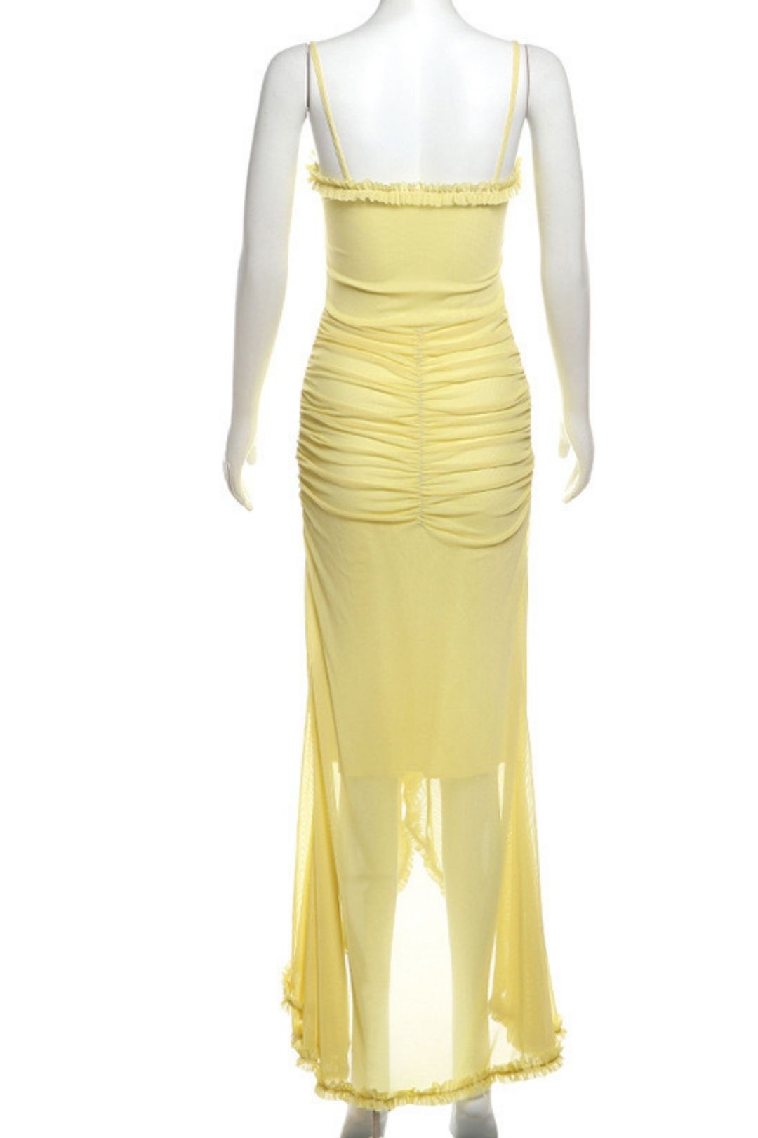 Backless Mesh Suspender Long Skirt Solid Color Slim Dress