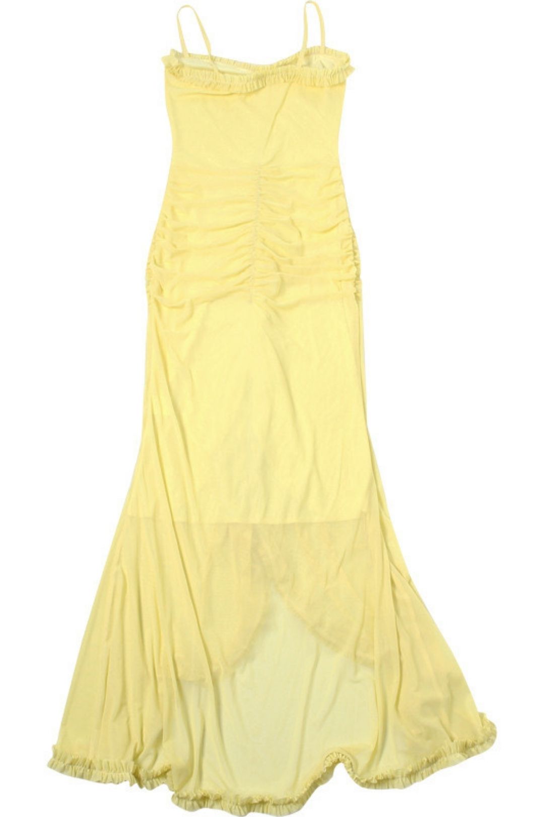 Backless Mesh Suspender Long Skirt Solid Color Slim Dress