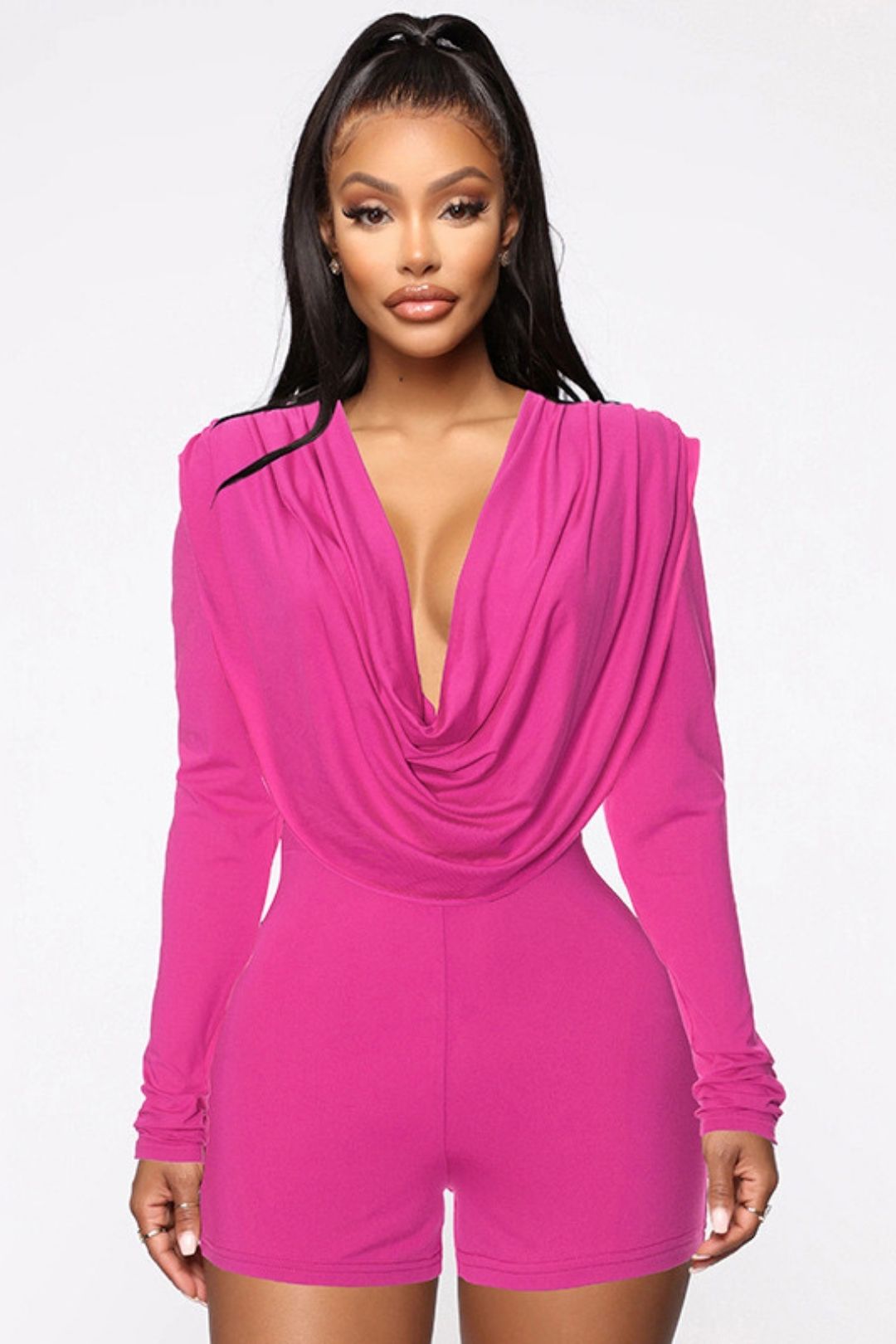 New Sexy Swing Collar Hottie Tight Long-sleeved Jumpsuit Wholesale