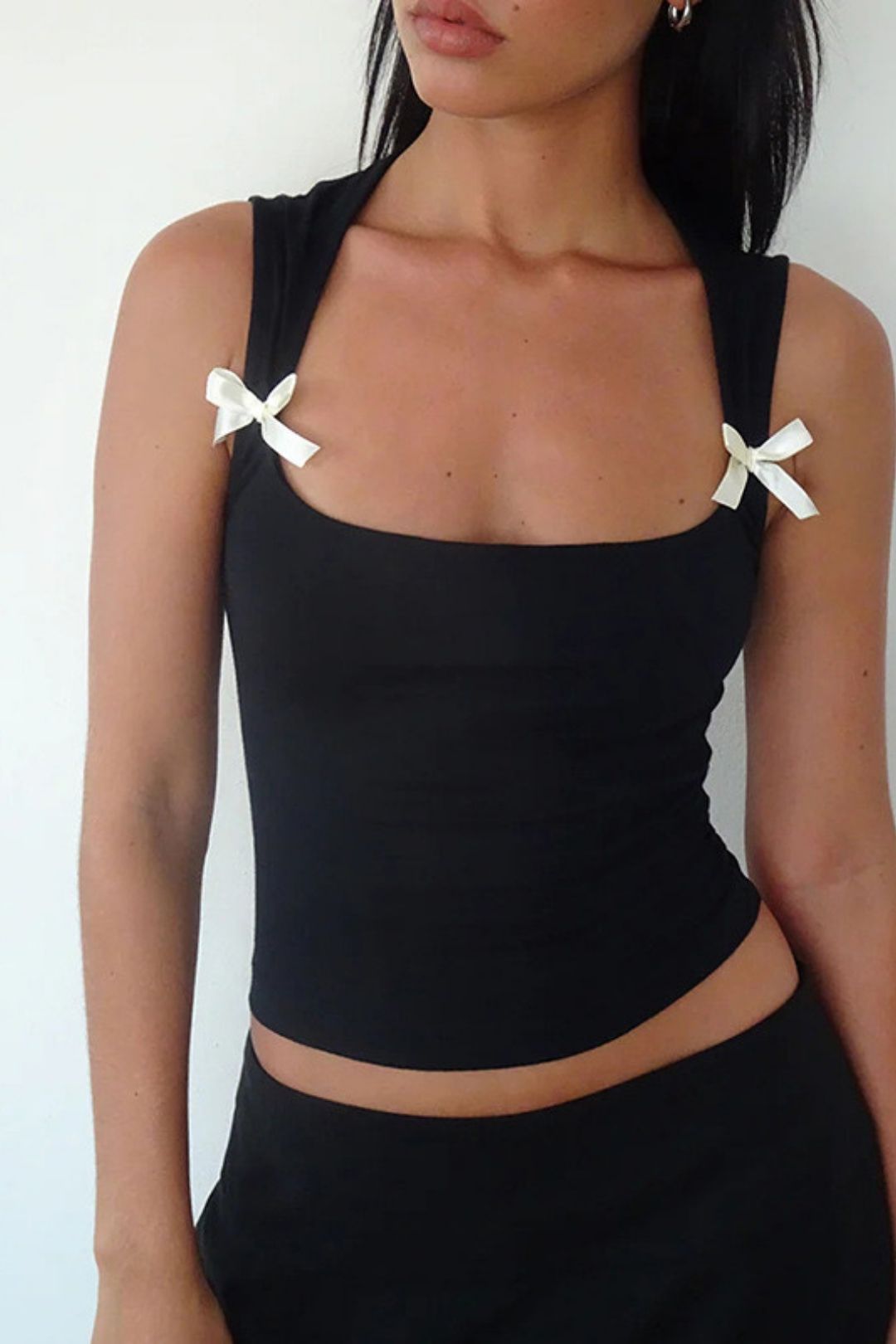 Simple Casual Versatile Vest Bow Decorative Tops