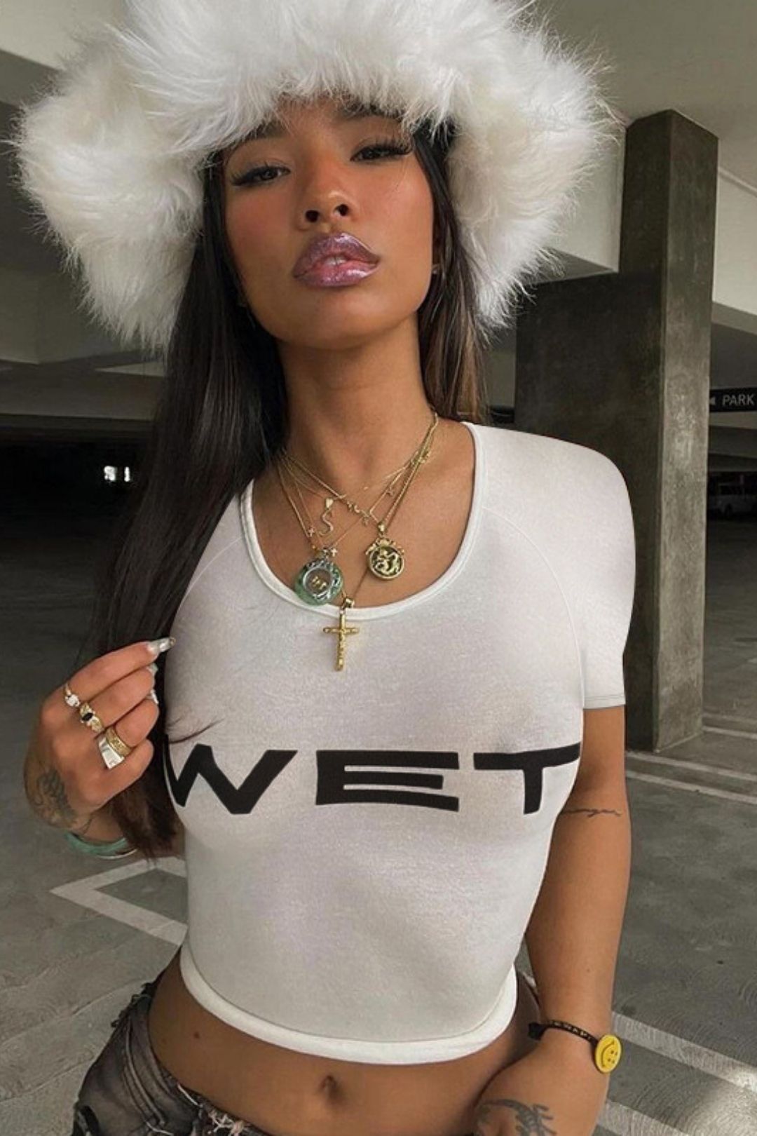 Short-sleeved Printed Thin Tops 2024 Summer New Hot Girl Navel Exposed Slim Fit Versatile T-shirt