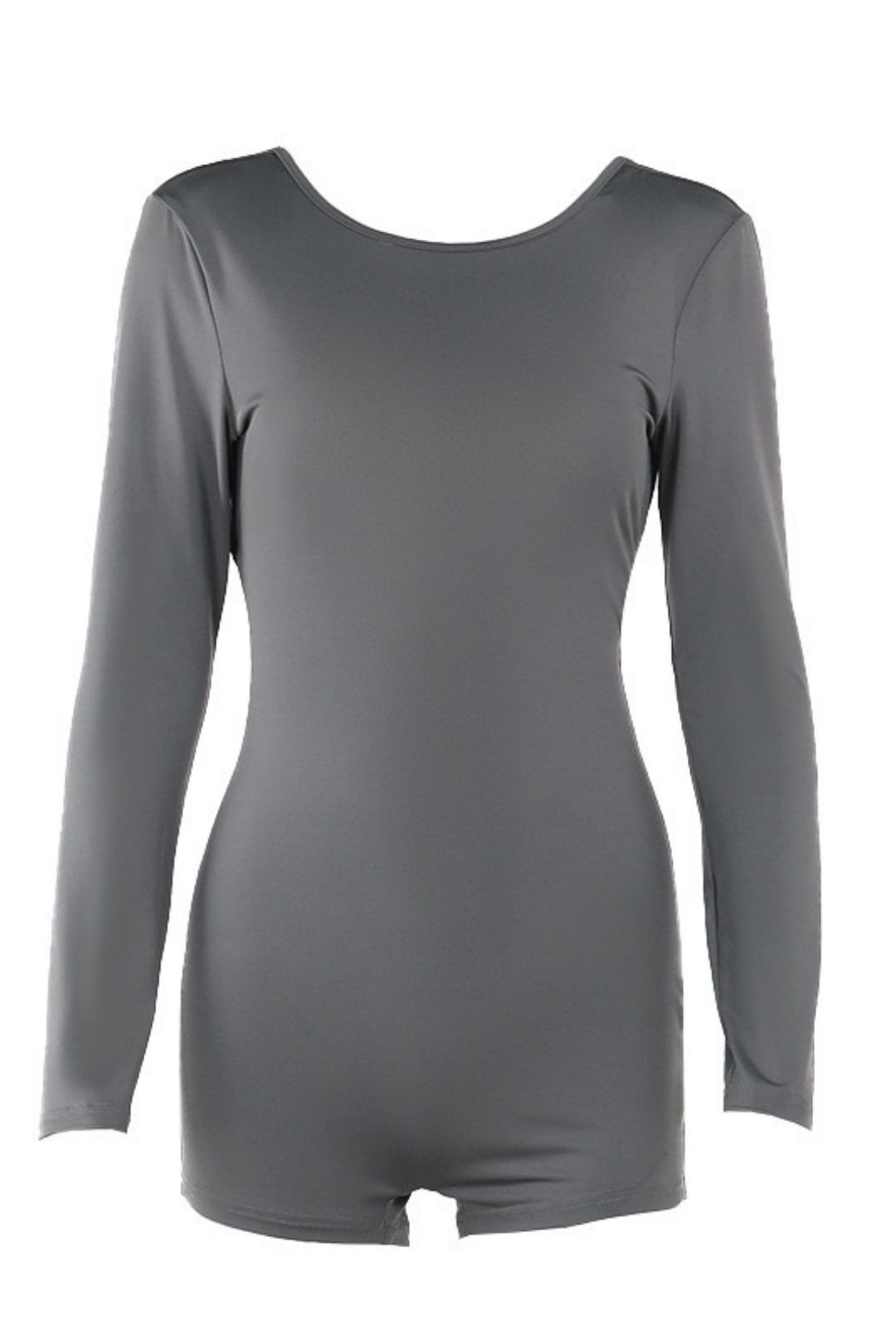 European And American Style Slim Backless Long-sleeved Shorts Basic Jumpsuit