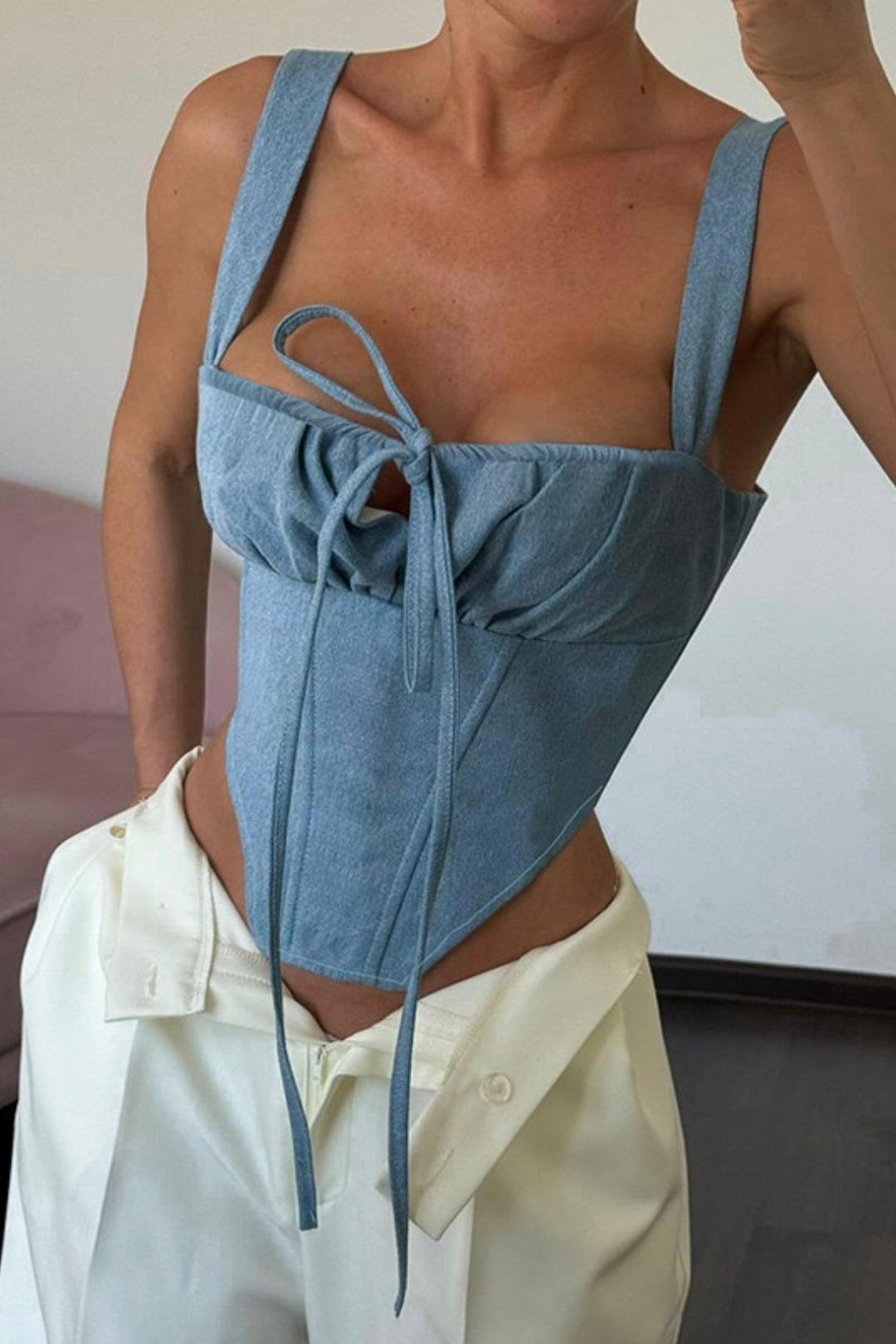 Versatile Imitation Denim Camisole Tops